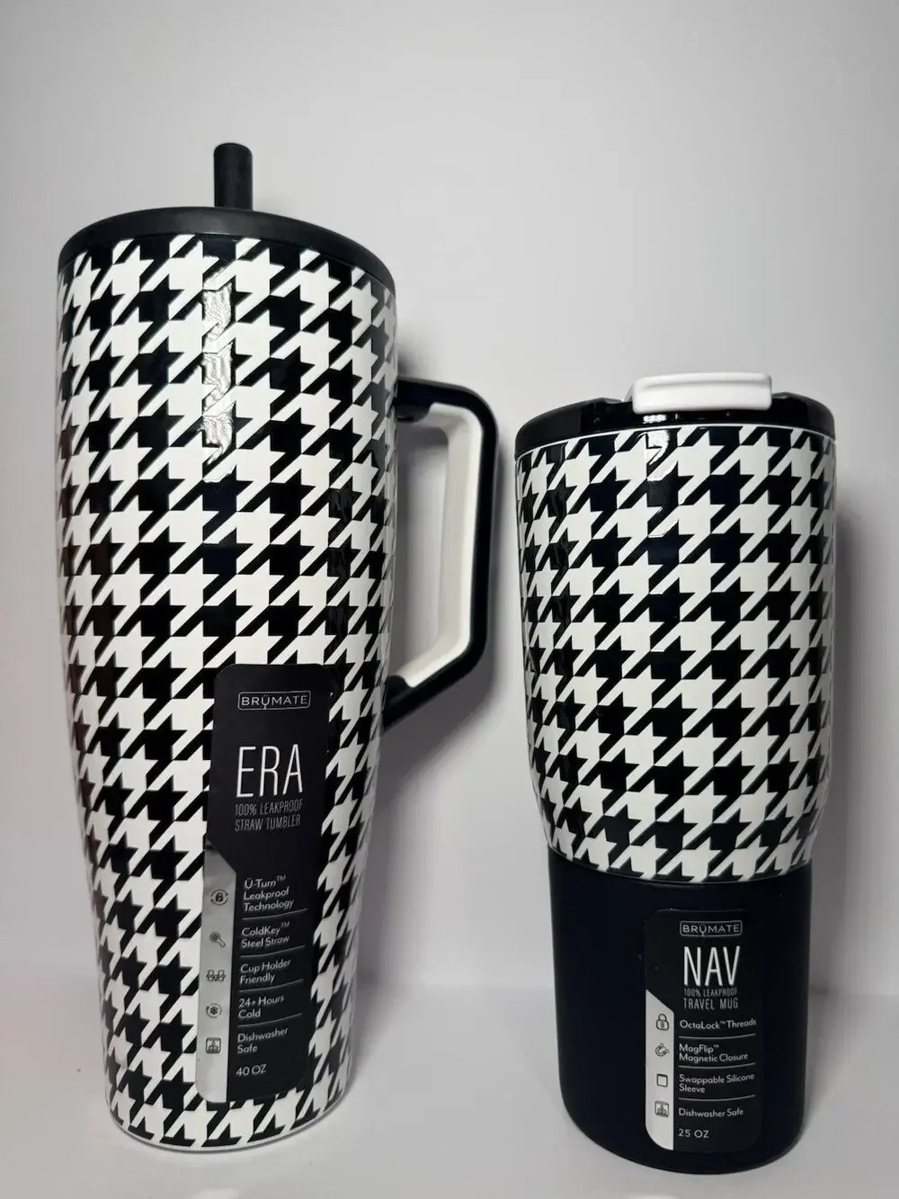 BruMate Limited Edition HOUNDSTOOTH 40oz Era + 25oz Nav Tumbler Mug Set BNWT